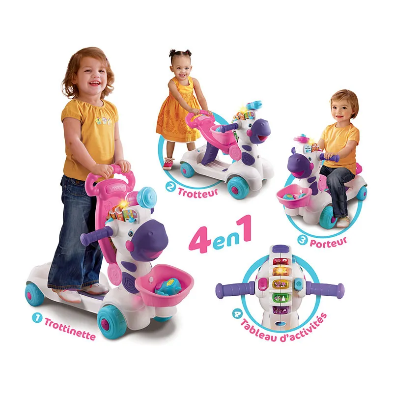 Trottino mon zèbre rigolo Rose - 12m+-3