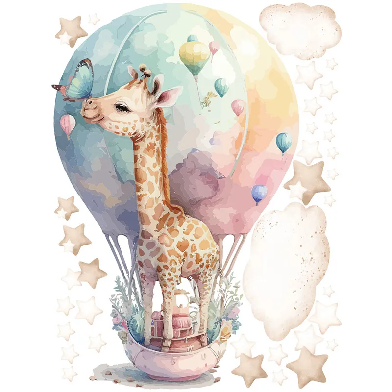 Stickers - Bébé girafe en montgolfière-2