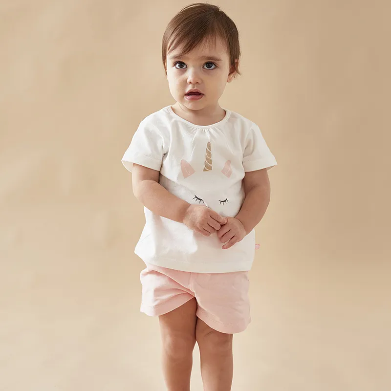 Pyjama T-shirt + Short Licorne - Rose/Blanc-0