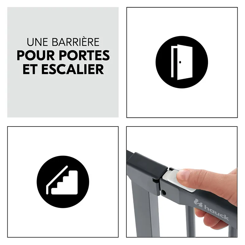 Barrière de sécu. Clear Step Autoclose 2 + Extension Dark Grey - 75-80+9cm-8