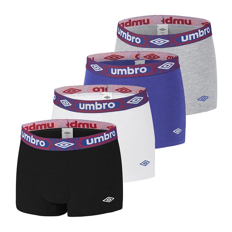 4 Boxers Homme Umbro - Noir/Bleu/Gris/Blanc-0
