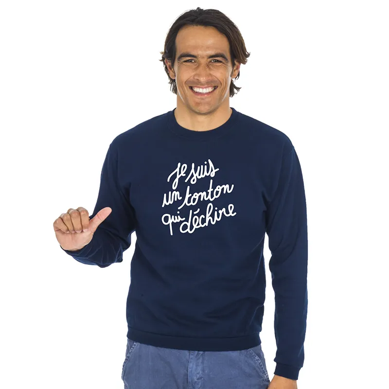 Sweat Homme Je suis un tonton qui déchire - Navy-0