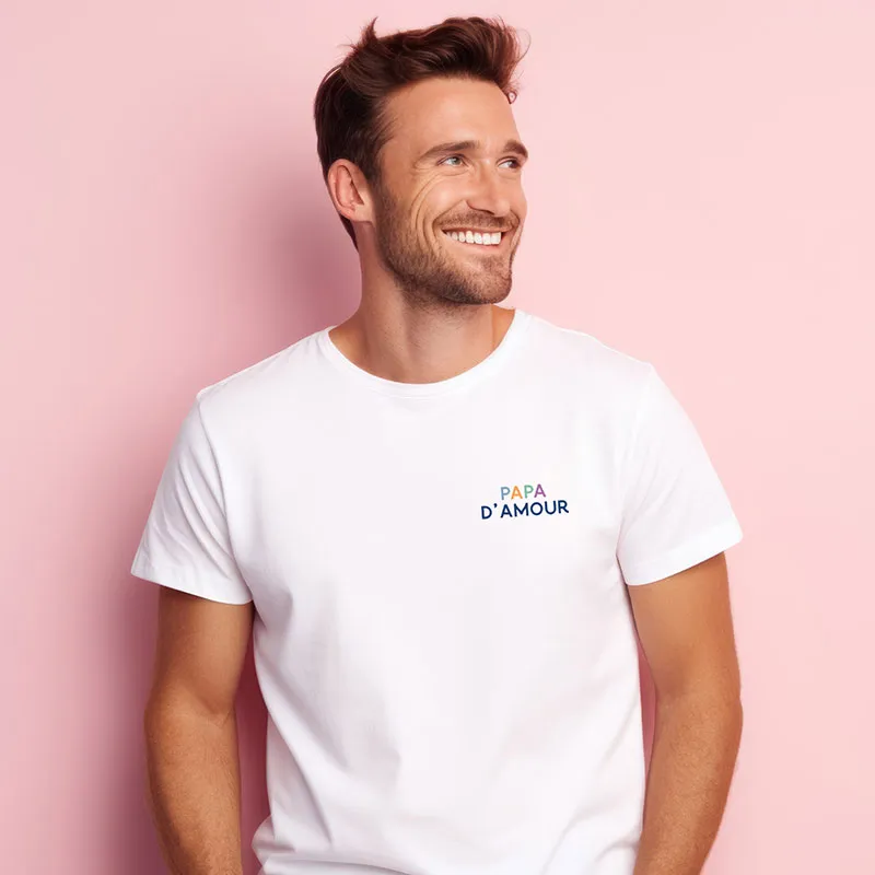 T-shirt Papa d'Amour coloré cœur BIO - Blanc-0