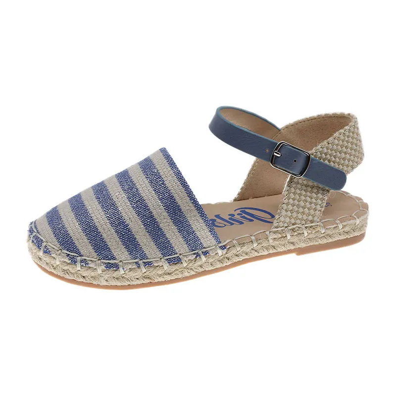 Sandales espadrille rayée - Bleu-0