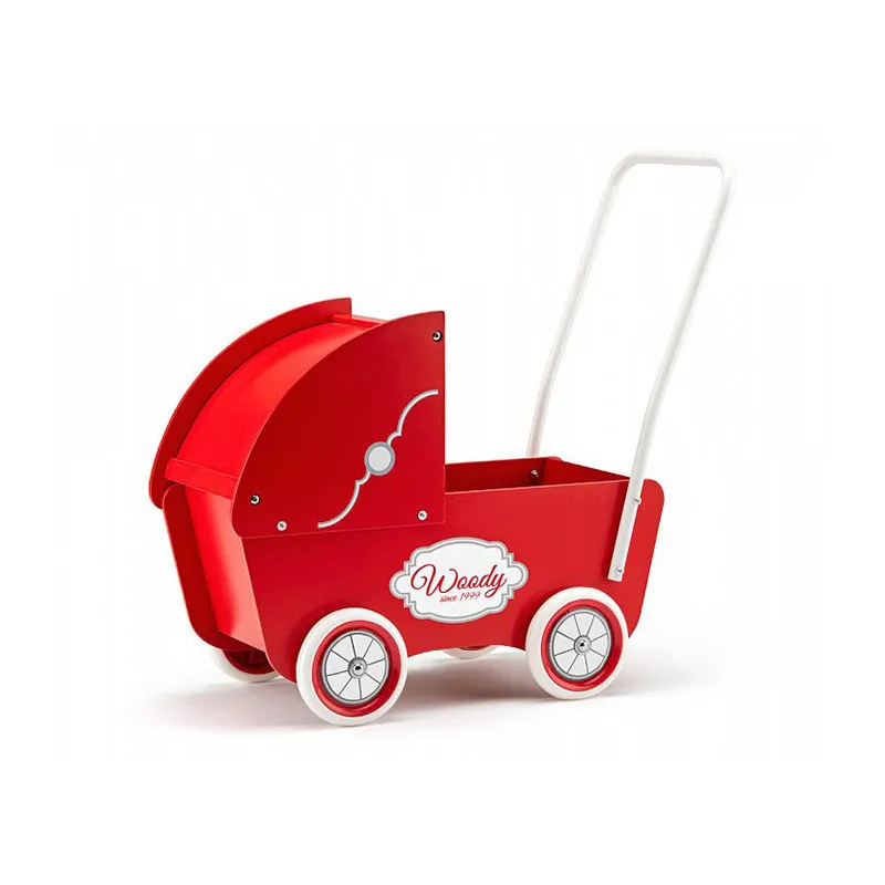 Landau en bois rouge pour poupée - 24m+-0
