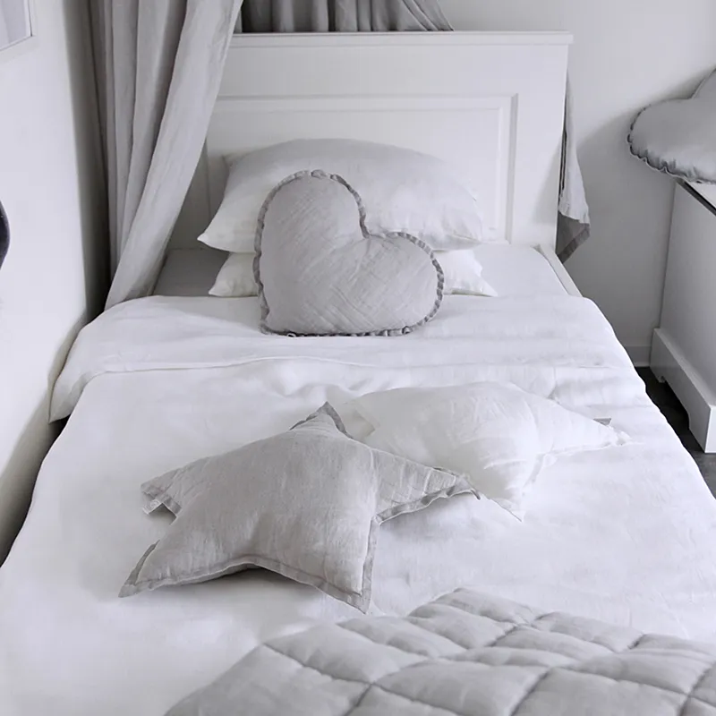 Coussin coeur Lin Gris clair - 44cm-1