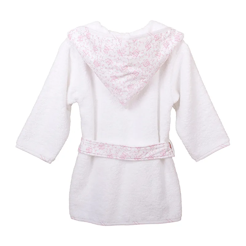 Peignoir capuche Alphabet Rose-1