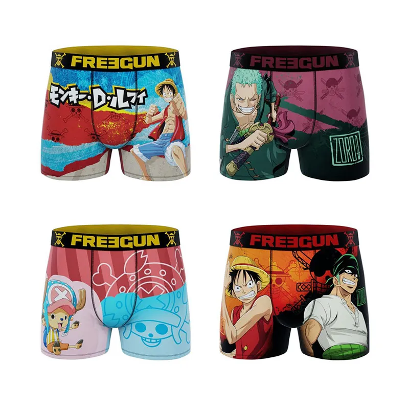 4 Boxers Garçon One Piece - Vert/Violet/Orange/Noir/Rouge-0