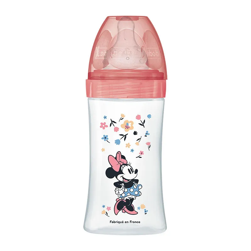 2 Bibs anti-coliq. Tétines rondes 270ml déb.2 Minnie - 0m+-2