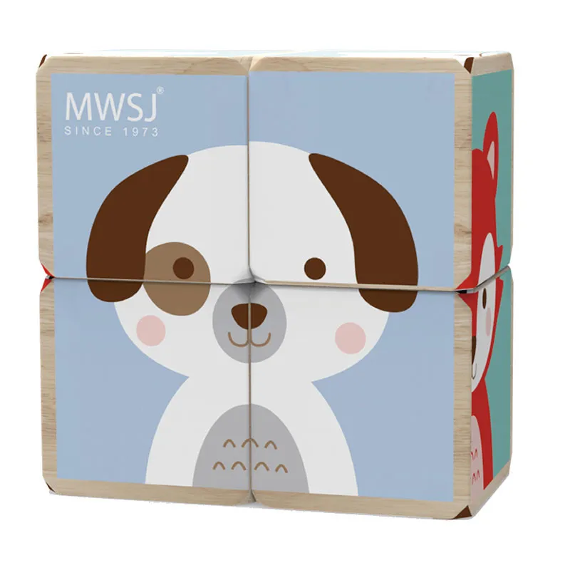 Puzzle cubes Animaux 4pcs - 12m+-3