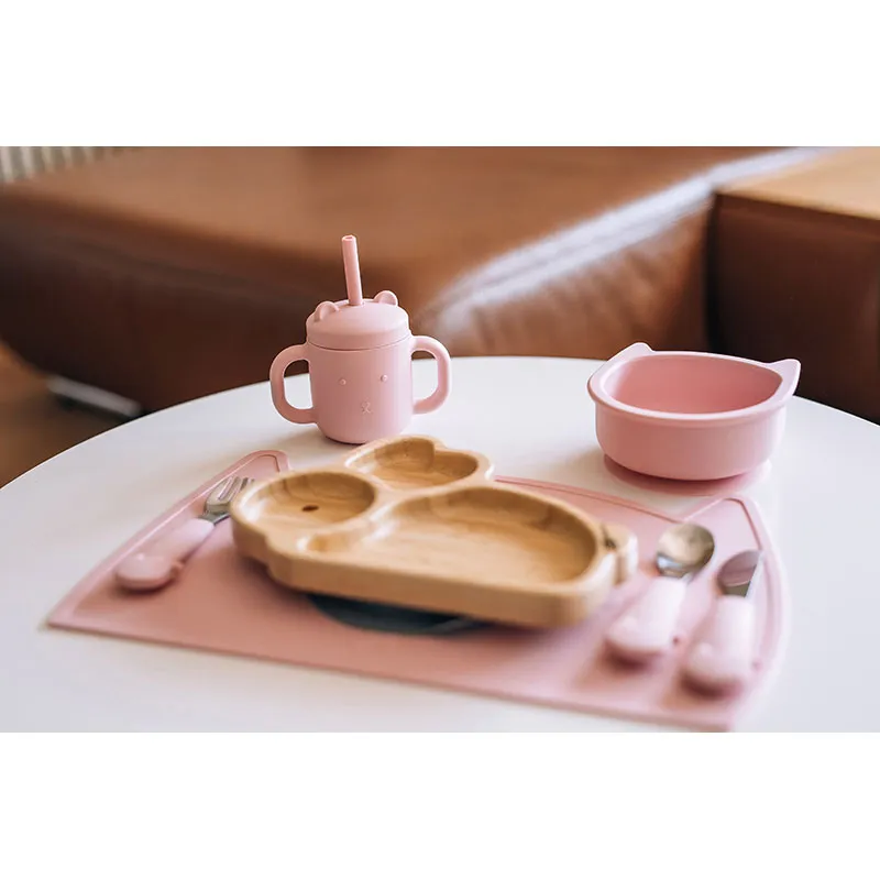 Set de table antidérapant Silicone Kitty Pink - 6m+-2