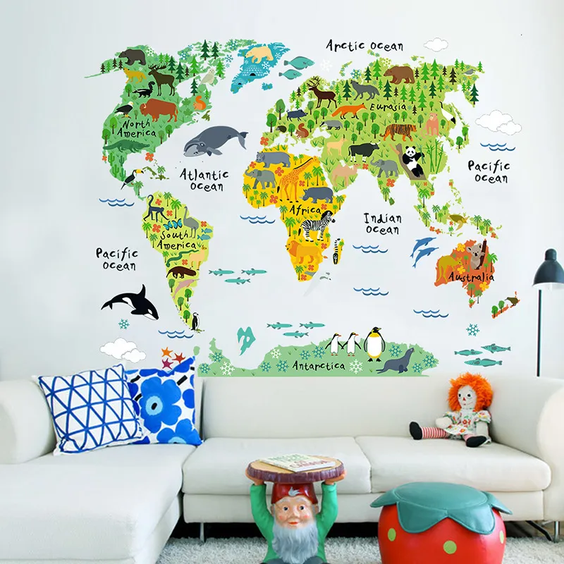 Stickers - Carte du Monde & Animaux pour enfants-0