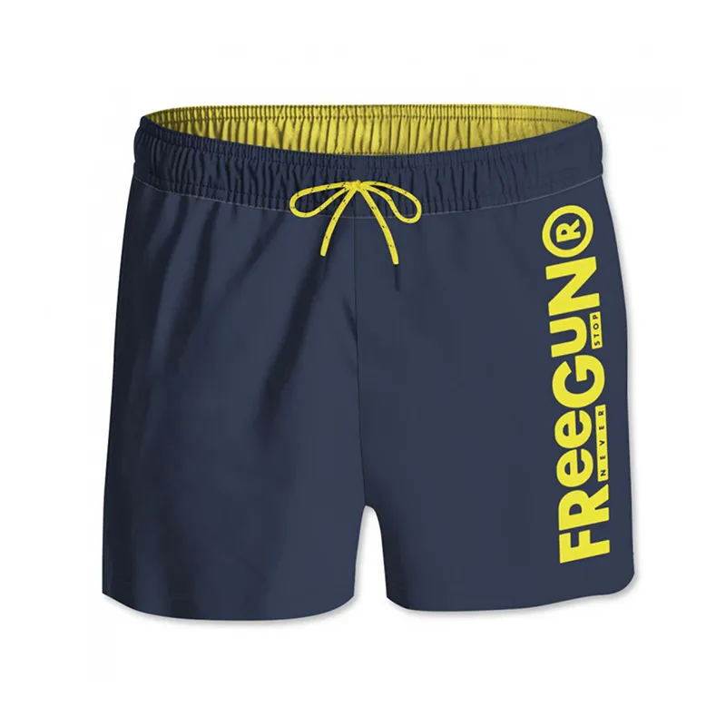 Boardshort court Homme ceinture élastiquée - Bleu/Jaune-0