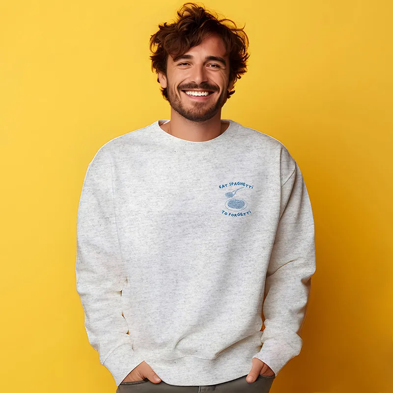 Sweat Homme Eat spaghetti to forgetti - Gris Chiné-0