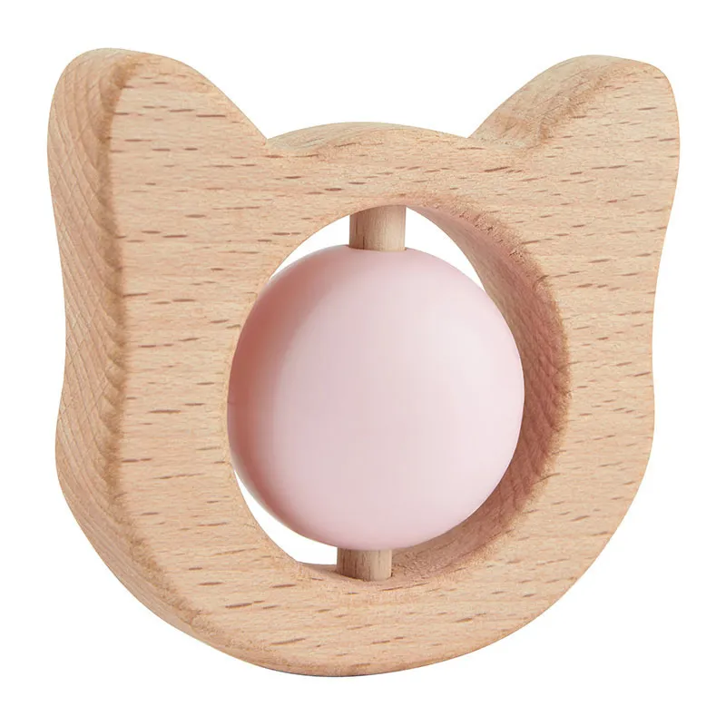 Anneau de dentition Bois/Silicone Chat - 0m+-2