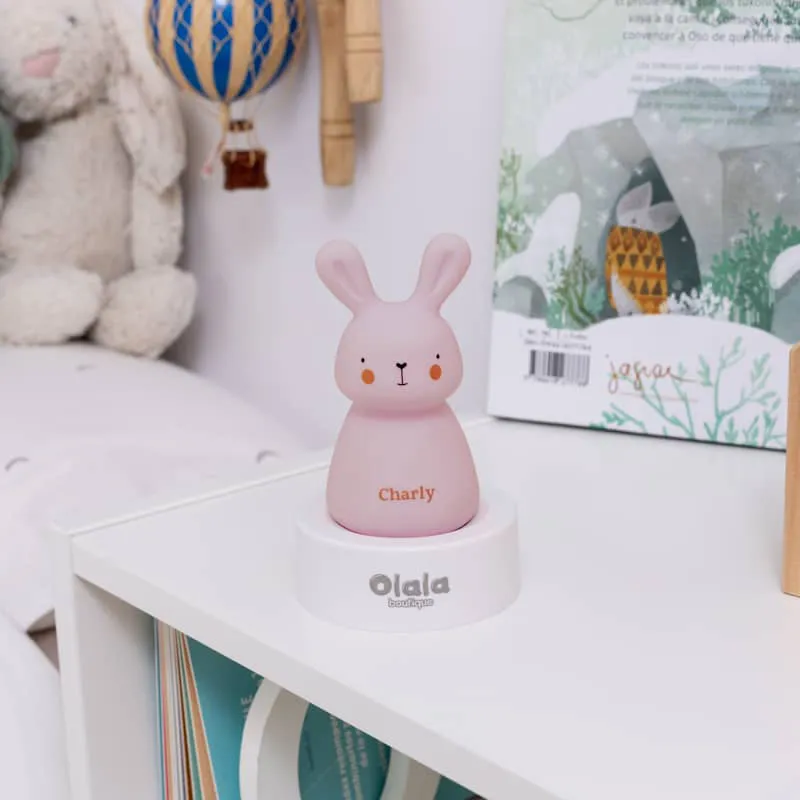 Veilleuse + Charg. Induction Solo - Lapin Rose-0