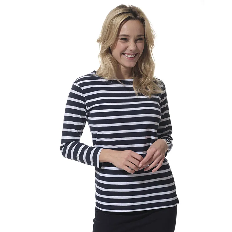 Marinière ML col bateau femme Pecheurf - Blanc/Marine-0
