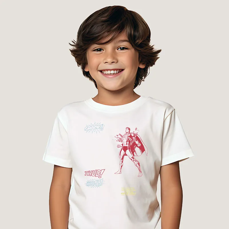 T-shirt BIO Garçon Superman 3 - Blanc-0