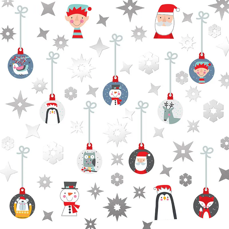 Stickers - Boules, étoiles argent & personnages de Noël-2