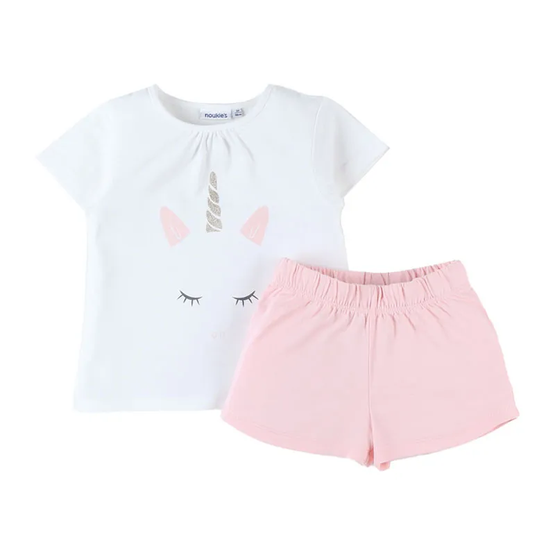 Pyjama T-shirt + Short Licorne - Rose/Blanc-1