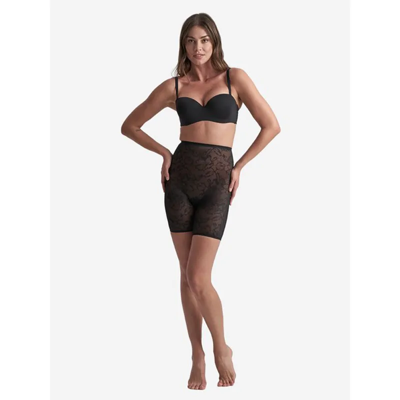Short gainant taille haute en dentelle - Noir-10