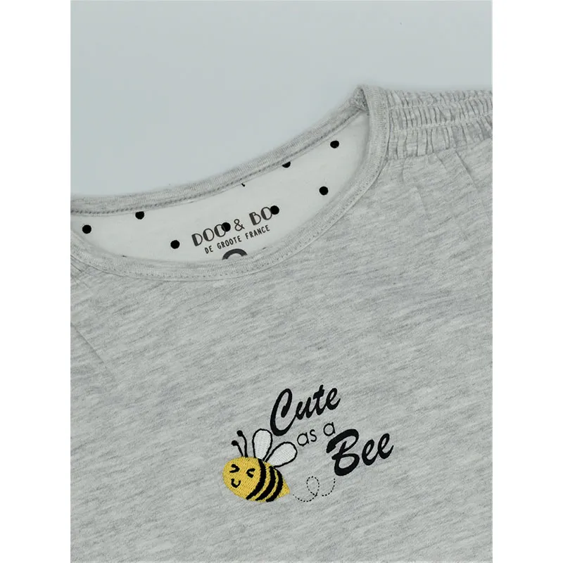 Pyjama ML Coton Bio Abeille - Gris-1