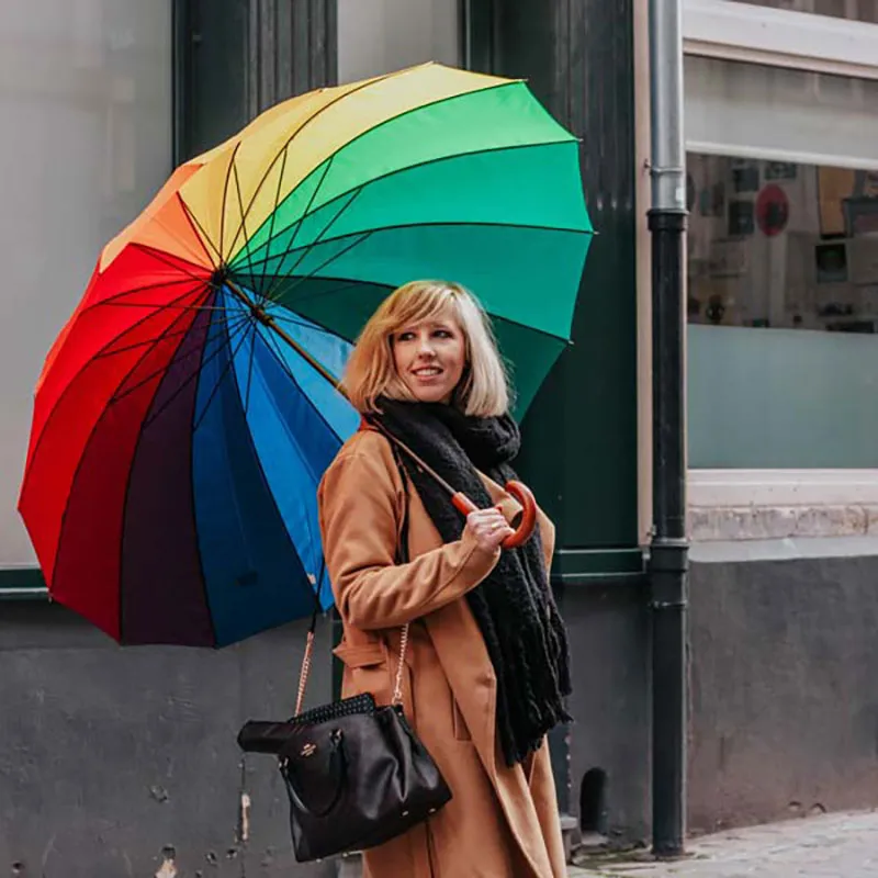 Grand parapluie golf Arc en ciel D.130cm Impliva - Multicolore-3