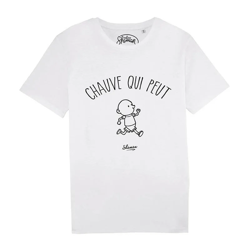 T-shirt Homme BIO Chauve qui peut - Blanc-0