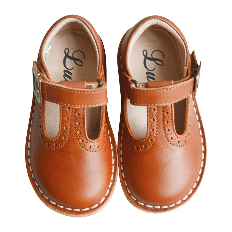 Chaussures Salomé SOUPLES à SCRATCH Anaël - Cuir Camel-0
