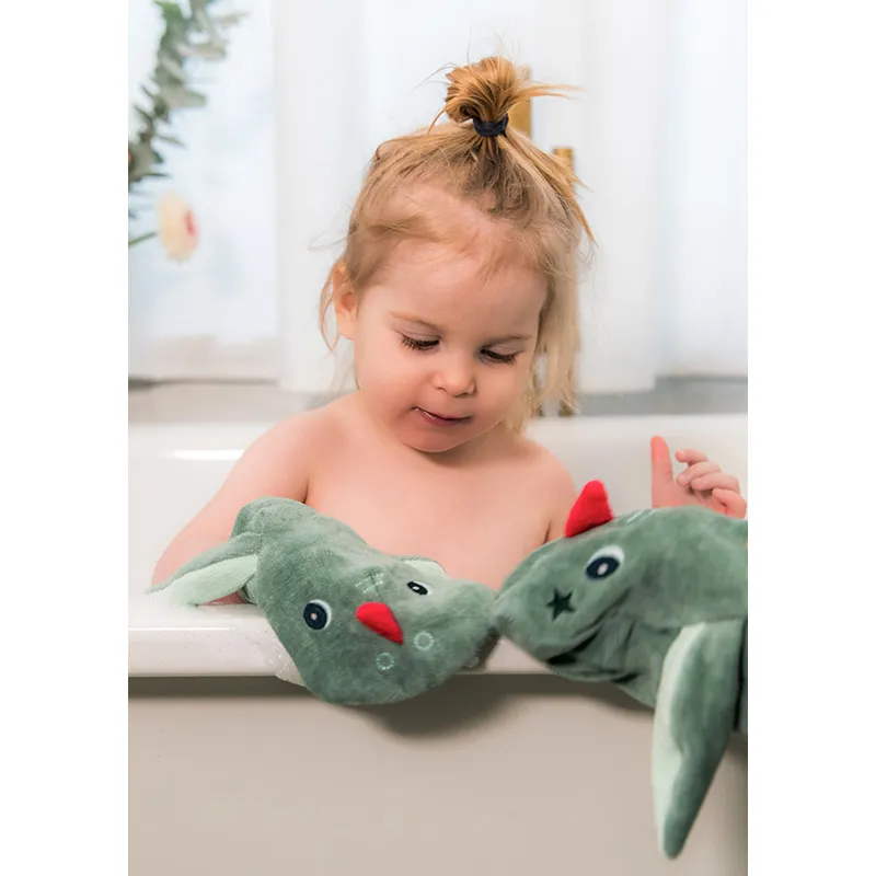 2 Gants de toilette marionnette Joe le dragon - 6m+-3