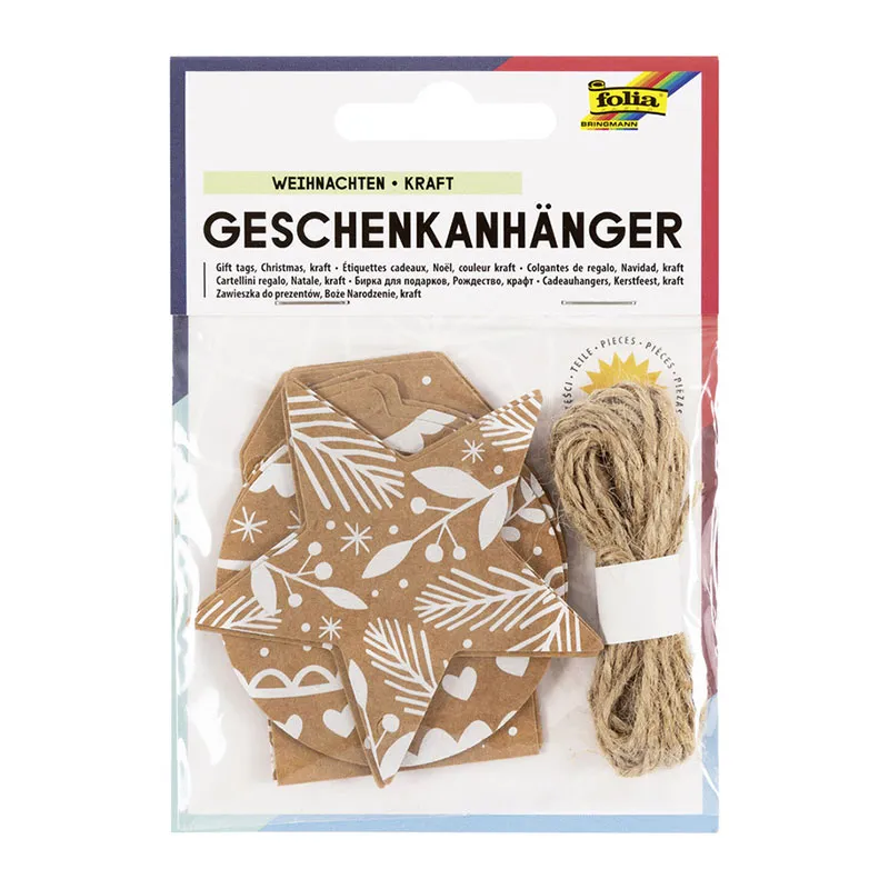 Étiquettes cadeau papier kraft Noël - 12pcs-0