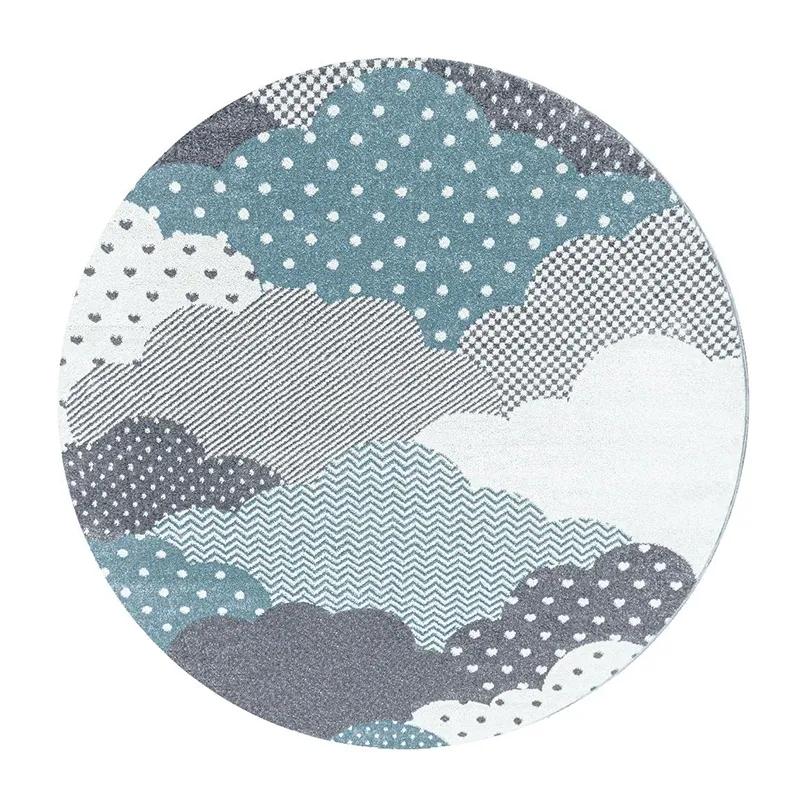 Tapis rond Nuages Bleu - ø160cm-1