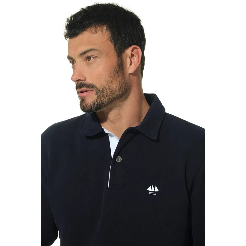 Polo ML Col boutonné Homme - Marine-3