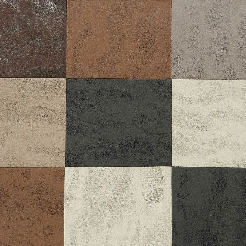 Coffre-pouf pliable Patchwork Loic Marron - 38x38x38 cm-5