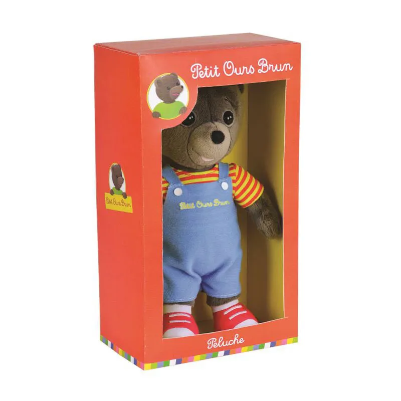 Peluche Petit Ours Brun salopette - 22cm-1