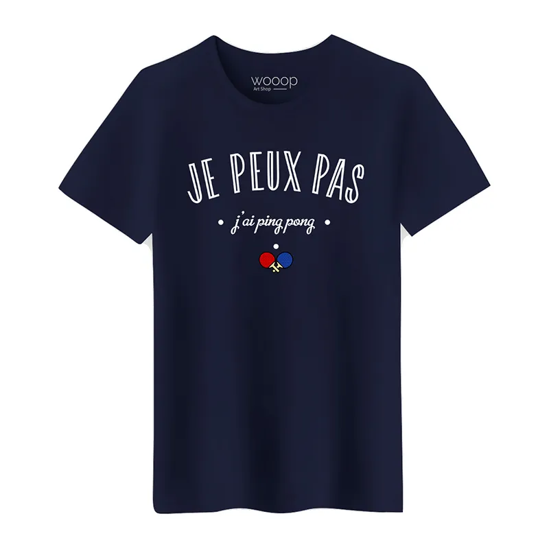 T-shirt Homme BIO Je peux pas j'ai ping pong - Navy-0