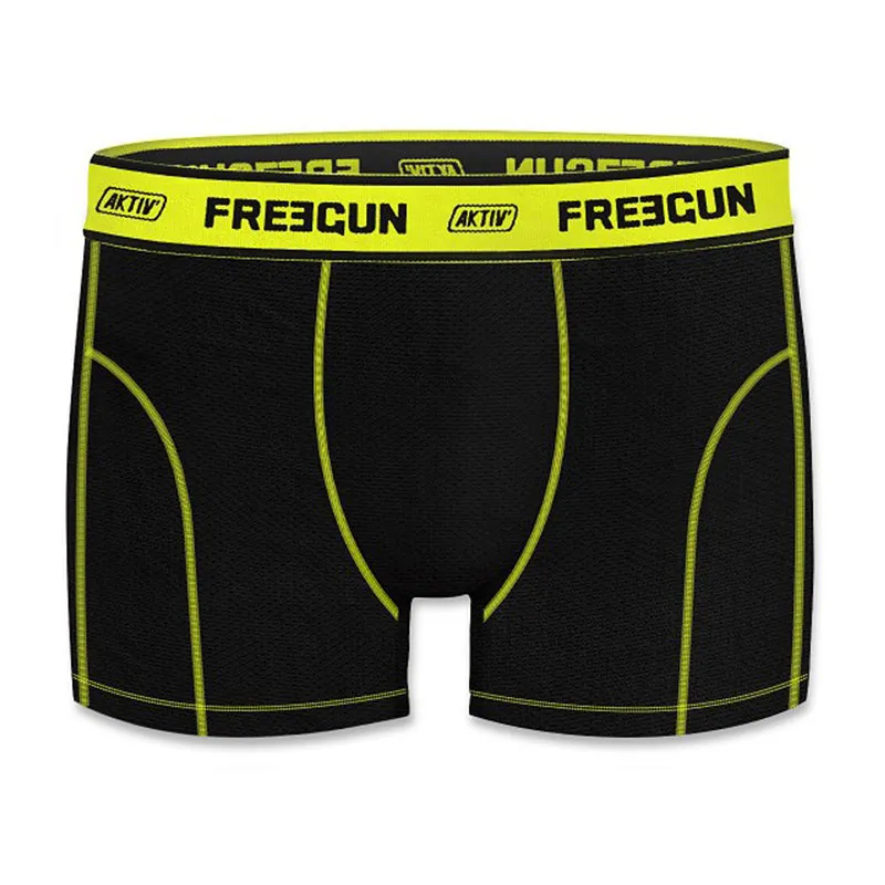 3 Boxers Garçon Basic Freegun - Noir/Jaune/Bleu/Gris-2