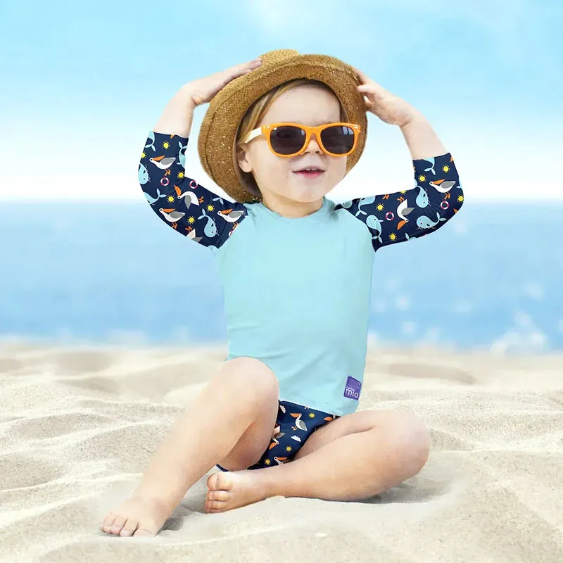 Ensemble de baignade T-shirt + Maillots de bain Anti-UV Crabe - Marin - BAMBINO MIO-4