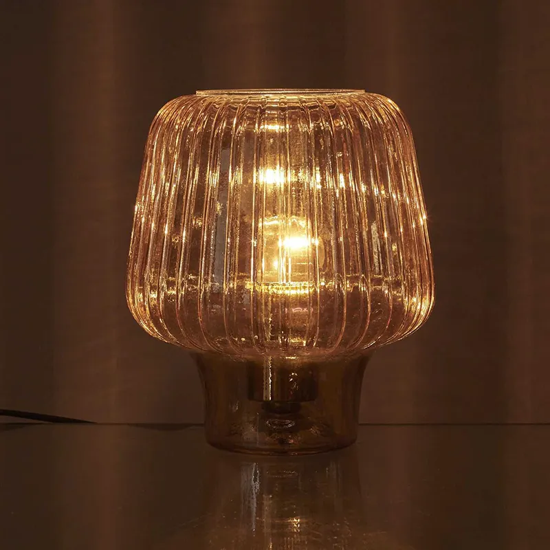 Lampe à poser Verre Fumé Marron - 18x21cm-3