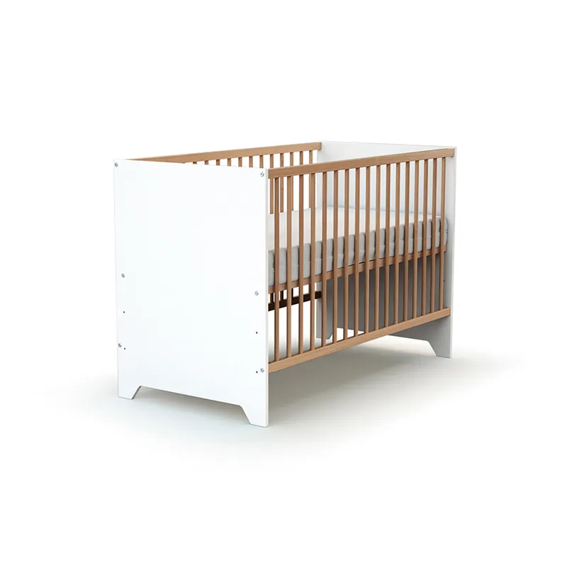 Lit Bébé Bois Gavroche Blanc/Bois - 60x120cm-1