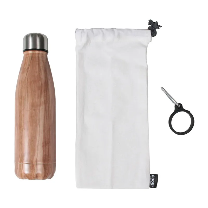 Coffret bouteille isotherme effet Bois - 6,5x25,2cm-0