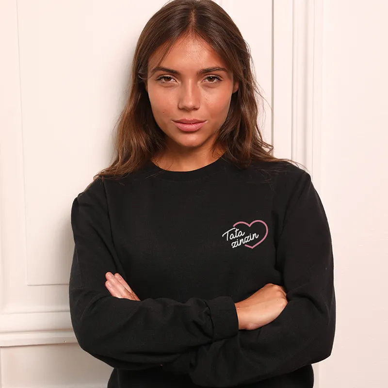 Sweat Femme Tata zinzin - Noir-0