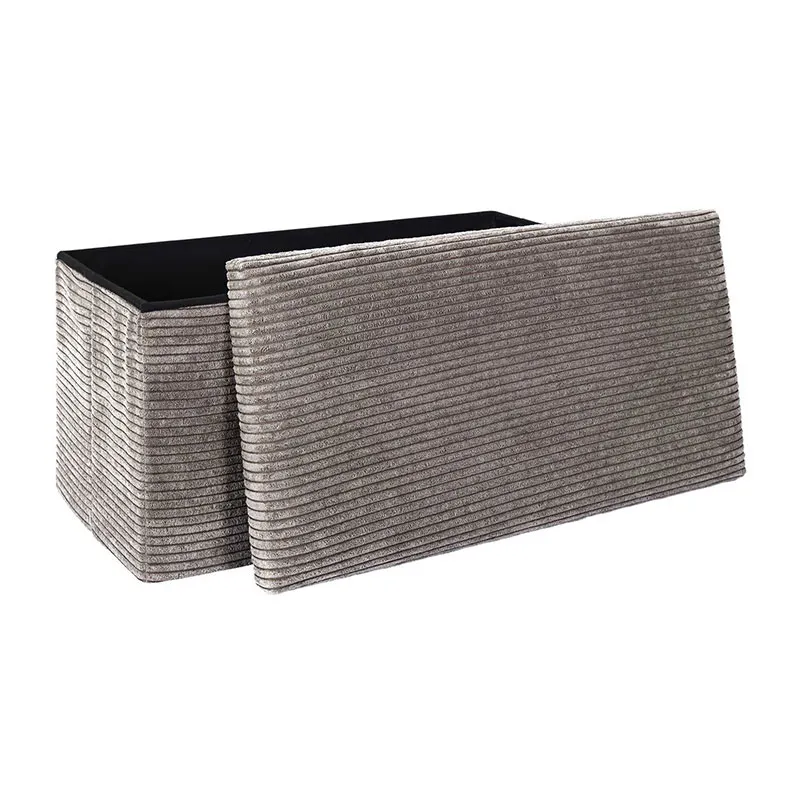Coffre Banc Pliable Cotelé Scott Taupe - 76x8x38cm-0