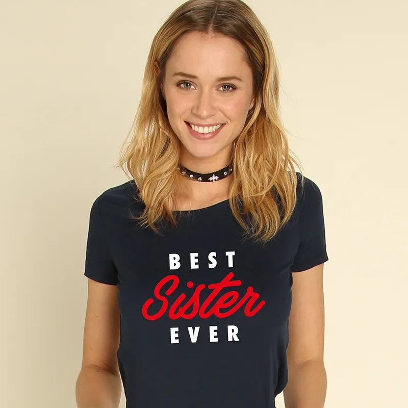 T-shirt Femme BIO Best sister ever - Navy-0
