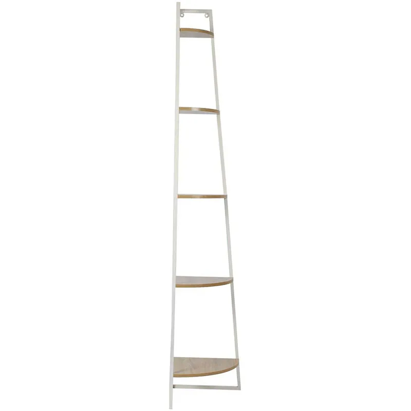 Etagère d'angle 5 niveaux Bois/Métal Blanc - 34,5x180cm-2