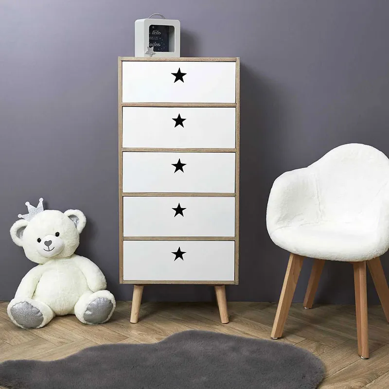 Chiffonnier Like a star Bois/Blanc - 40x91x24cm-0
