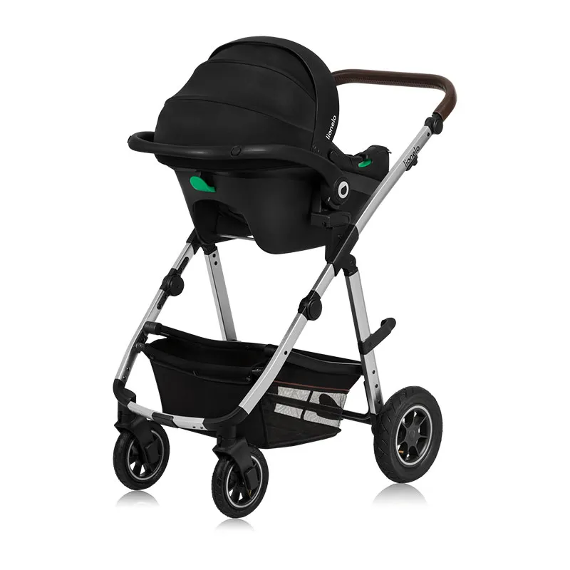 Trio Poussette Amber + Nacelle + Cosy Gr.0+ Black Silver-17