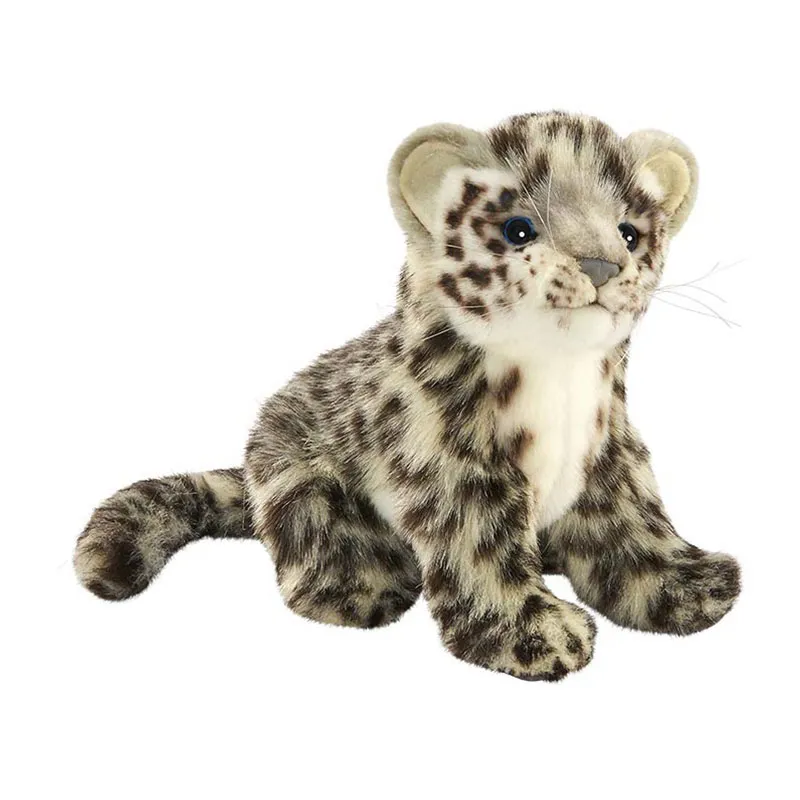 Peluche Léopard des Neiges Bébé Assis Hansa - 18cm-0
