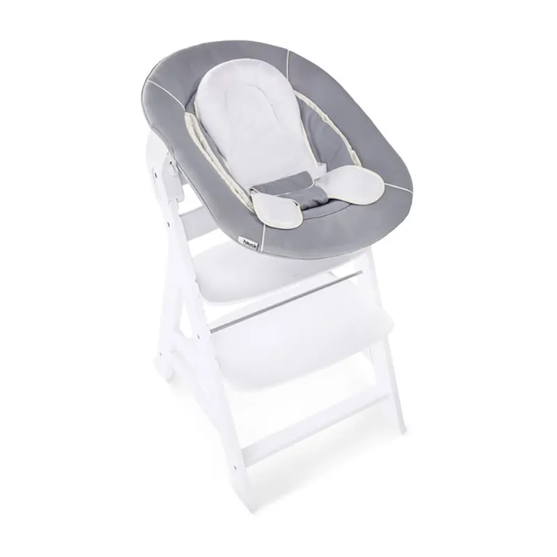 Chaise haute Alpha+ Naturel + Transat Bouncer Alpha 2en 1 Gris - 0m+-18
