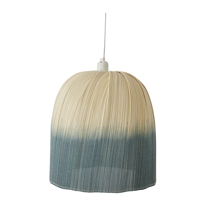 Abat-jour Bambou Tie and Dye Beige/Bleu - 44x36cm-0